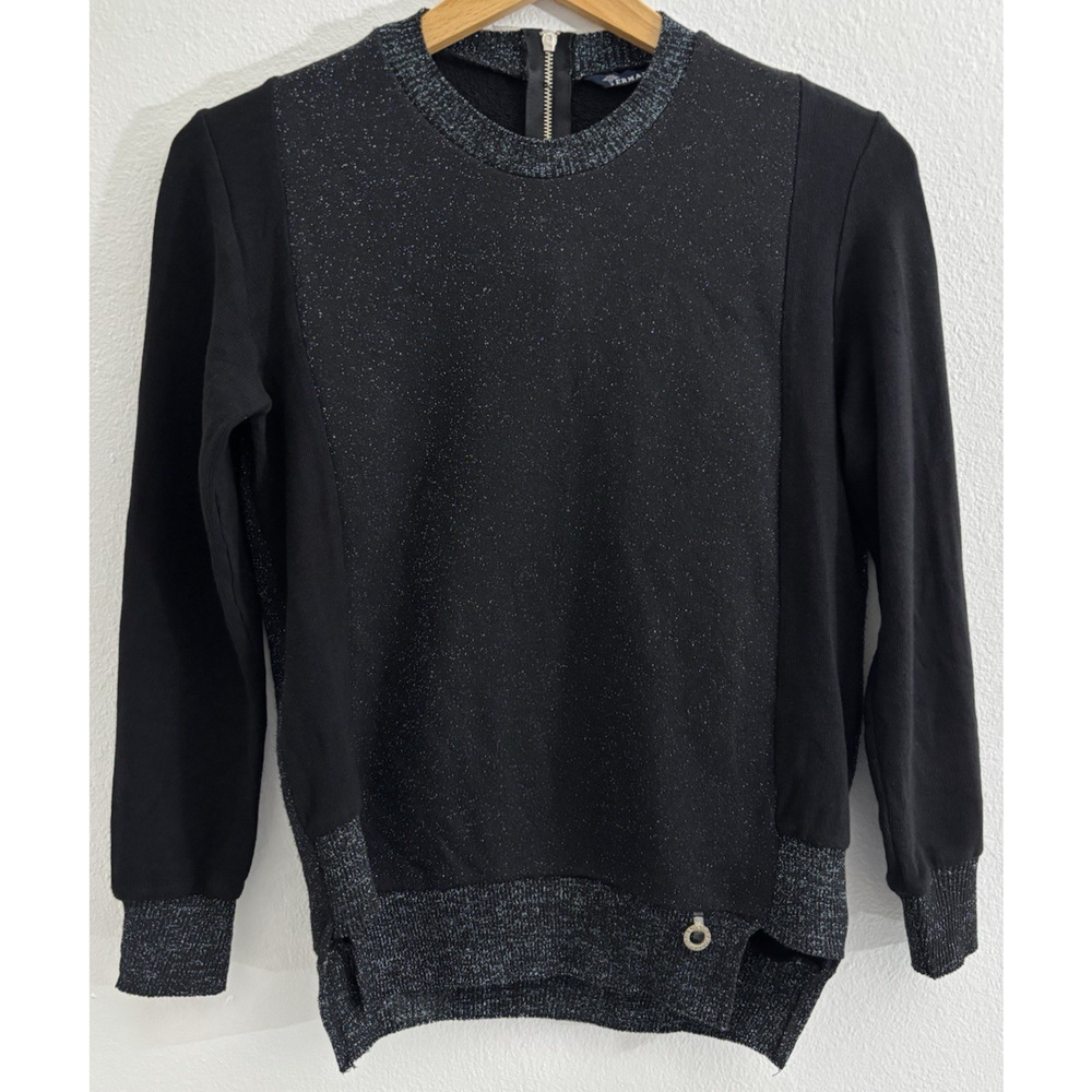 Ermanna Black Knit Sweater Solid Long Sleeve Size… - image 1